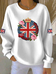 Women's British style Print Casual Sweatshirt
