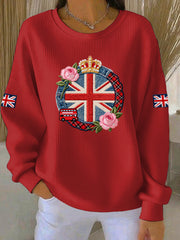 Women's British style Print Casual Sweatshirt
