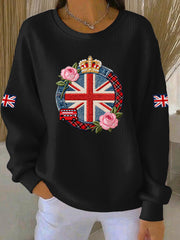 Women's British style Print Casual Sweatshirt