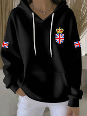 Women's British style Print Casual Hoodie