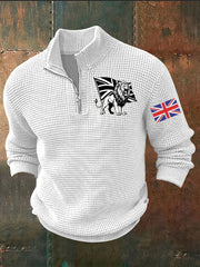 Men's Vintage England Flag Lion Printed Sweater