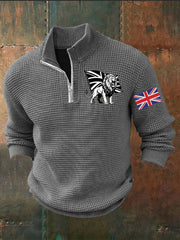 Men's Vintage England Flag Lion Printed Sweater