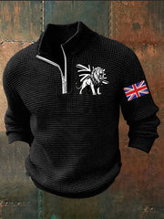 Men's Vintage England Flag Lion Printed Sweater