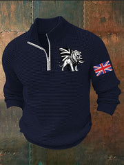 Men's Vintage England Flag Lion Printed Sweater
