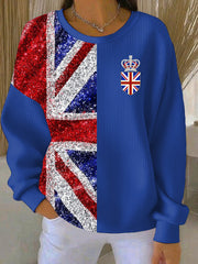 Women's British style Print Casual Sweatshirt