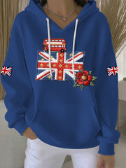 Women's British style Print Casual Hoodie