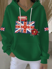 Women's British style Print Casual Hoodie