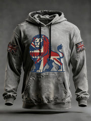 Men's Vintage England Flag Lion Printed Hoodie