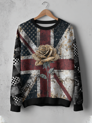 Women's English Patchwork Rose Printed Regular Sweatshirt