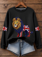 Women's British imitation diamond hot-drilling Printed Regular Sweatshirt