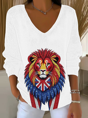 Women's British imitation diamond hot-drilling Printed Tops