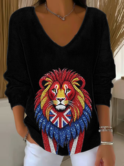 Women's British imitation diamond hot-drilling Printed Tops