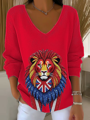 Women's British imitation diamond hot-drilling Printed Tops