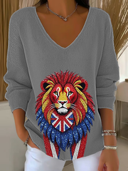 Women's British imitation diamond hot-drilling Printed Tops