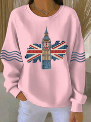 Women's British style Print Casual Sweatshirt