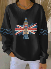 Women's British style Print Casual Sweatshirt