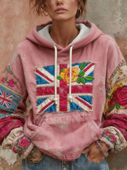 Women's Union Jack and rose print hoodie