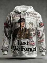 Men's Remembrance Day Lest We Forget Printed Hoodie