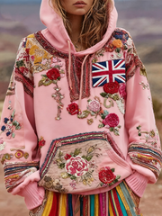 Women's british flag and flowers hoodie