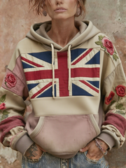 Women's British floral patchwork hoodie