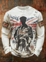 Men's Remembrance Day Lest We Forget Printed Waffle Long Sleeve T-Shirt