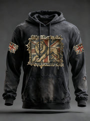 Men's Vintage England Flag Lion Printed Hoodie