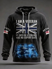 Men's UK Retired Veteran Printed Hoodie