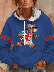 Women's British style Print Casual Hoodie