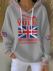Women's UK Yule Stonehenge Happy Solstice Printed Hoodie