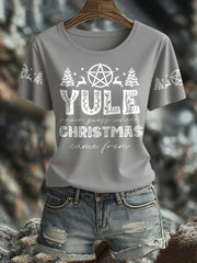 Women's UK Yule Stonehenge Happy Solstice Printed T-Shirt