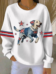 Women's British Style Labrador Print Casual Sweatshirt