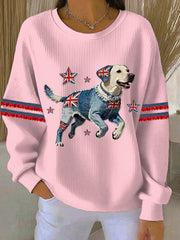 Women's British Style Labrador Print Casual Sweatshirt