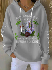 Women's UK Yule Stonehenge Happy Solstice Printed Hoodie