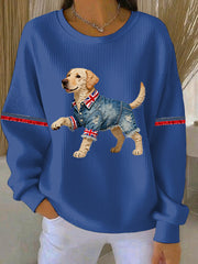 Women's British Style Labrador Print Casual Sweatshirt