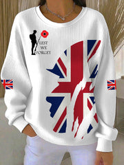 Women's Remembrance Day Lest We Forget Ribbed Round-Neck Sweatshirt