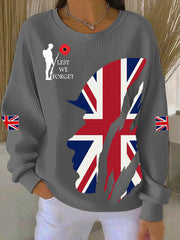 Women's Remembrance Day Lest We Forget Ribbed Round-Neck Sweatshirt