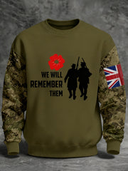 Men's 11th November Remembrance Day LEST WE'S FORGET Poppy Remembrance Crew Neck Sweatshirt