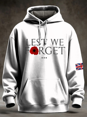 Men's Lest We Forget Printed Oversized Drop-Shoulder Hoodie with Pockets
