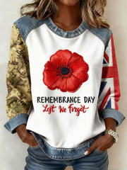 Women's 11th November Remembrance Day LEST WE'S FORGET Poppy Remembrance Sweatshirt