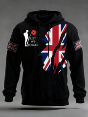 Men's Remembrance Day Lest We Forget Oversized Drop-Shoulder Hoodie With Pockets
