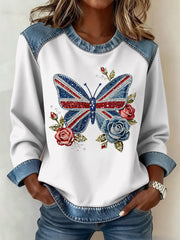 Women's British Style Pattern Patchwork Art Sweatshirt