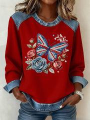 Women's British Style Pattern Patchwork Art Sweatshirt