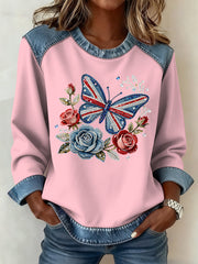 Women's British Style Pattern Patchwork Art Sweatshirt
