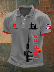 Men's British SA80 and poppies print polo shirt