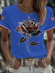 Women's UK Flag Art Printed T-shirt