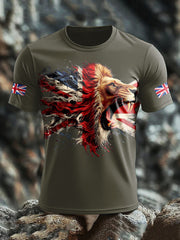 Men's UK Lion Flag Printed T-shirt