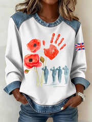 Women's Remembrance Day Pattern Patchwork Sweatshirt