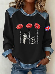 Women's Remembrance Day Pattern Patchwork Sweatshirt