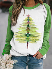 Women's Dragonfly Christmas Tree Sweatshirt