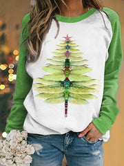 Women's Dragonfly Christmas Tree Sweatshirt